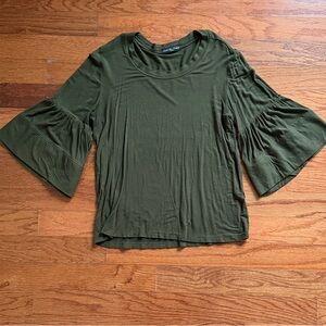 Olive Green Flare Sleeve Blouse